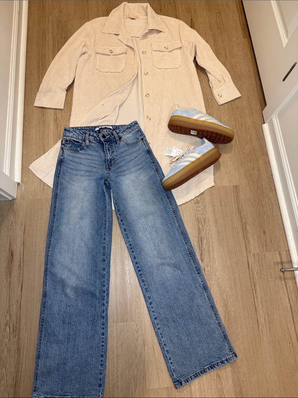 Long Corduroy Top and Denim Jeans